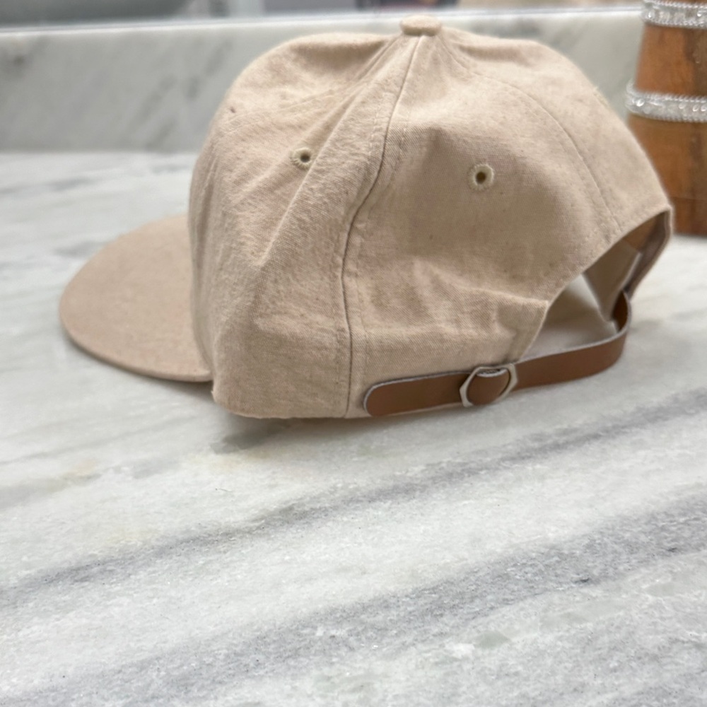 Tan Dad Hat Cap with Genuine Leather Adjustable Strap